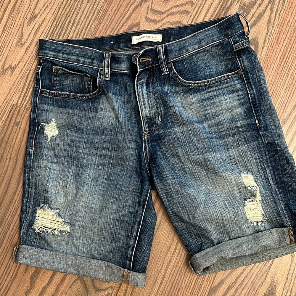 Banana Republic boyfriend shorts. Distressed.